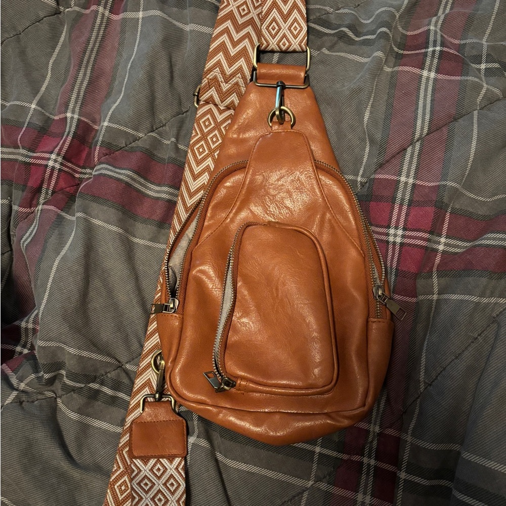 Stylish Tan Leather Sling Bag